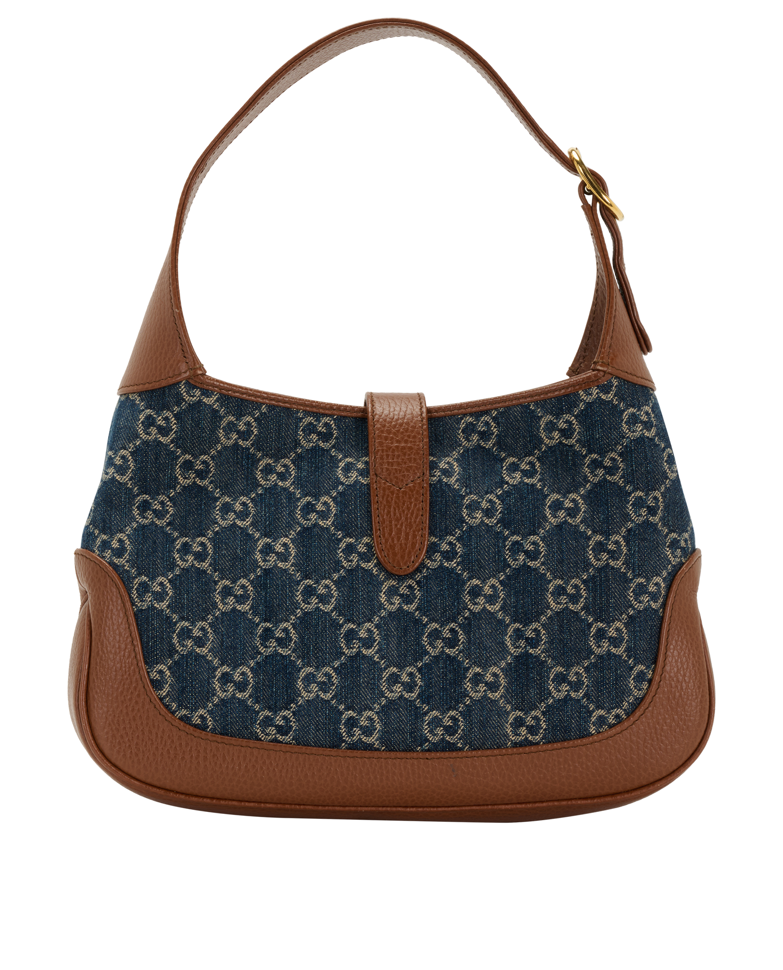 Medium Jackie 1961, &pound;895, Handbags, Brown, Denim/Leather, Back view